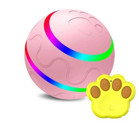 Palla interattiva rosa gioco cane gatto animale domestico con telecomando a forma di zampa 
